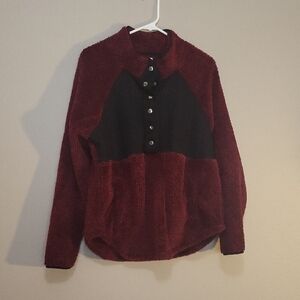 Maurices Red and Black Crew Neck Sweater Plush Tailored Design